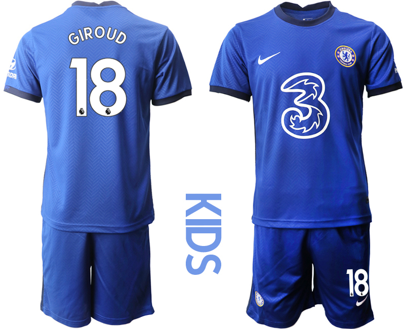 Youth 2020-2021 club Chelsea home #18 blue Soccer Jerseys